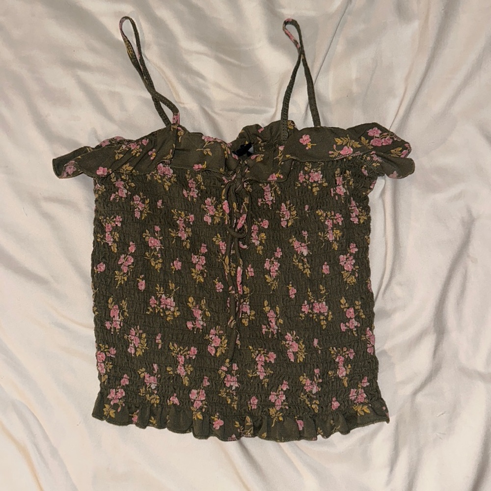 American eagle floral cropped tank top